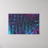 Retro Aqua Magenta en zwarte Abstracte golven Canvas Afdruk (Voorkant)