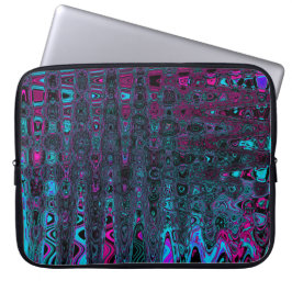 Retro Aqua Magenta en zwarte Abstracte golven Laptop Sleeve