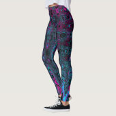 Retro Aqua Magenta en zwarte Abstracte golven Leggings (Links)