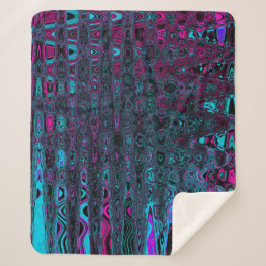 Retro Aqua Magenta en zwarte Abstracte golven Sherpa Deken