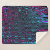 Retro Aqua Magenta en zwarte Abstracte golven Sherpa Deken (Voorkant (horizontaal))