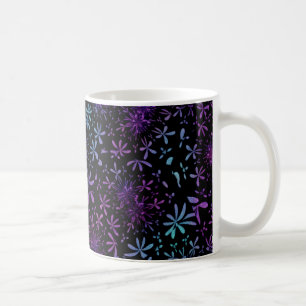 Retro Aqua Paarse Bloemen Bloesems Koffiemok