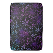 Retro Aqua Paarse Floral Blossom Badmat (Voorkant Verticaal)