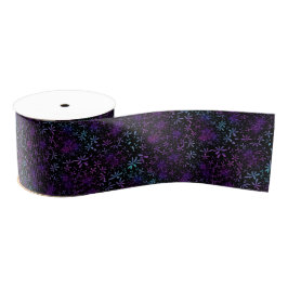 Retro Aqua Paarse Floral Blossom Grosgrain Lint