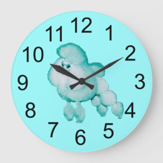 Retro Aqua Poodle Wall Clock Grote Klok
