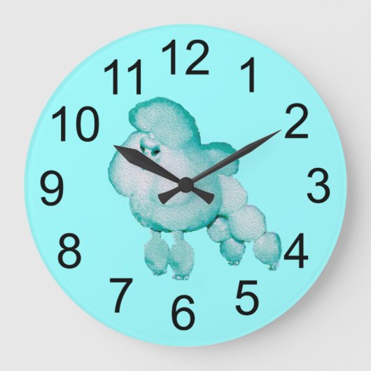 Retro Aqua Poodle Wall Clock Grote Klok (Voorkant)