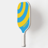 Retro Aqua Reef Drie Cirkel Streep met Naam Pickleball Paddle (Links)