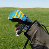 Retro Aqua Reef Drie Dwars Strepen met Naam Golfheadcover (Insitu)