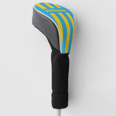 Retro Aqua Reef Drie Pin Strepen met Naam Golfheadcover (Schuin)