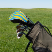 Retro Aqua Reef Drie Pin Strepen met Naam Golfheadcover (Insitu)