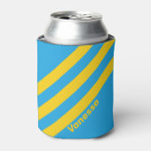 Retro Aqua Reef Drie strepen met naam Blikjeskoeler (Blikje Voorkant)