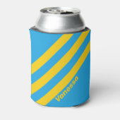 Retro Aqua Reef Drie strepen met naam Blikjeskoeler (Blikje Achterkant)