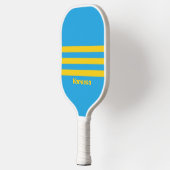 Retro Aqua Reef Drie Strepen met Naam Pickleball Paddle (Links)