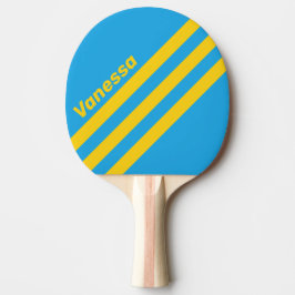 Retro Aqua Reef Driehoekige Strepen met Naam Tafeltennisbatje