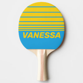 Retro Aqua Reef Horizon Strepen met Naam Tafeltennisbatje