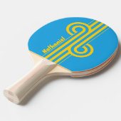 Retro Aqua Reef Stripe Loop met naam Tafeltennisbatje (Voorkant Gekanteld)