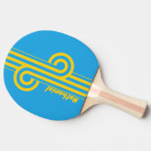 Retro Aqua Reef Stripe Loop met naam Tafeltennisbatje (Zijkant)