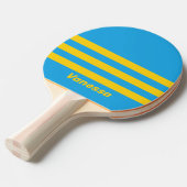 Retro Aqua Reef Three Across Stripes with Name Tafeltennisbatje (Voorkant Gekanteld)