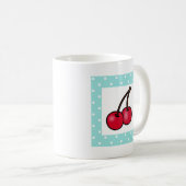 Retro Aqua Stippen Cherries Koffiemok