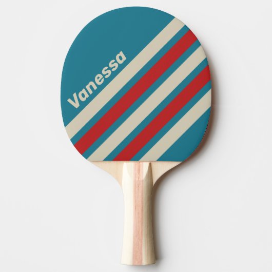 Retro Aqua Surf Angled Striping with Name Tafeltennisbatje (Voorkant)