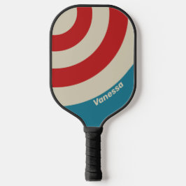 Retro Aqua Surf Cirkel Streep met Naam Pickleball Paddle