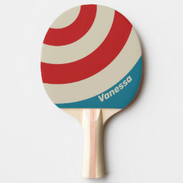 Retro Aqua Surf Cirkel Streep met Naam Tafeltennisbatje