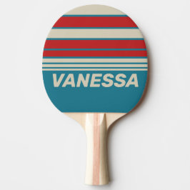 Retro Aqua Surf Horizon Strepen met Naam Tafeltennisbatje