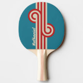 Retro Aqua Surf Loop met naam Tafeltennisbatje (Achterkant)