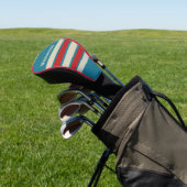 Retro Aqua Surf Over Strepen met Naam Golfheadcover (Insitu)
