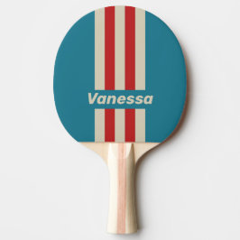 Retro Aqua Surf Pin Strepen met Naam Tafeltennisbatje