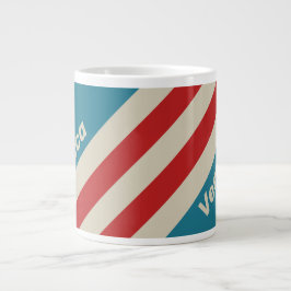 Retro Aqua Surf Strepen met Naam Grote Koffiekop