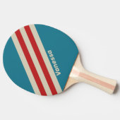 Retro Aqua Surf Strepen met Naam Tafeltennisbatje (Zijkant)