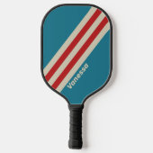 Retro Aqua Surf Stripes met naam Pickleball Paddle (Achterkant)
