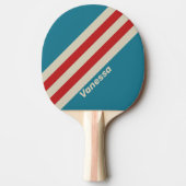 Retro Aqua Surf Stripes met naam Tafeltennisbatje (Voorkant)