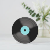 Retro Aqua Vinyl Plaat Feest Uitnodigingen (Staand voorkant)