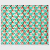 Retro Aqua Zwart Santa Kerstmis Wrapping Papier (Vlak)