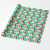 Retro Aqua Zwart Santa Kerstmis Wrapping Papier (Uitgerold)