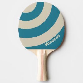 Retro Aquamarijn Drie Cirkel Streep met Naam Tafeltennisbatje