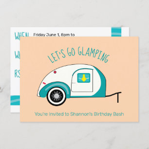 Retro Aquamarijn Teardrop Camper Glamping Kaart