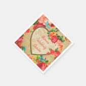 Retro Aquarel Bloemhart Frame Servet (Hoek)