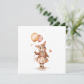 Retro aquarel Jong konijntje met ballonnen Kaart (Staand voorkant)