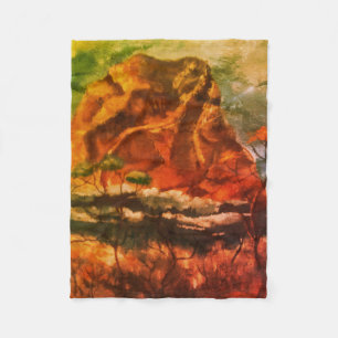 Retro-aquarel van Haystack Rock Fleece Deken