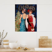 Retro  ar deco dames poster Kerstmis (Keuken)