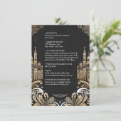  Retro Arabisch Exotisch Bold Damask Bruiloft Informatiekaartje (Staand voorkant)