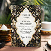 Retro Arabisch Exotisch Bold Damask Bruiloft Kaart