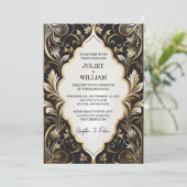  Retro Arabisch Exotisch Bold Damask Bruiloft Kaart (Staand voorkant)