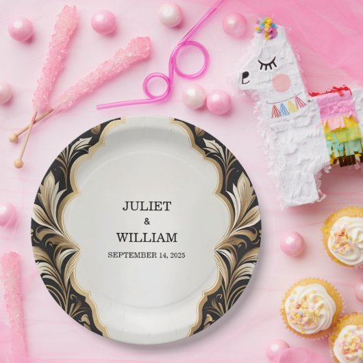  Retro Arabisch Exotisch Bold Damask Bruiloft Papieren Bordje (Feest)