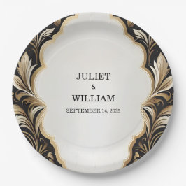  Retro Arabisch Exotisch Bold Damask Bruiloft Papieren Bordje