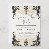 Retro Arabisch Exotisch Bold Damask Bruiloft Save The Date (Voorkant)