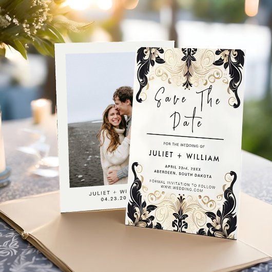 Retro Arabisch Exotisch Bold Damask Bruiloft Save The Date